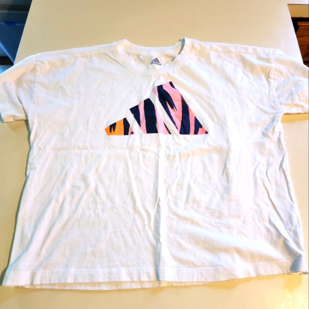 Girl's Adidas White Crop Top T-Shirt